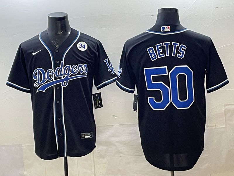 Men 2025 Nike Los Angeles Dodgers #50 Betts Black MLB Jersey style 0013